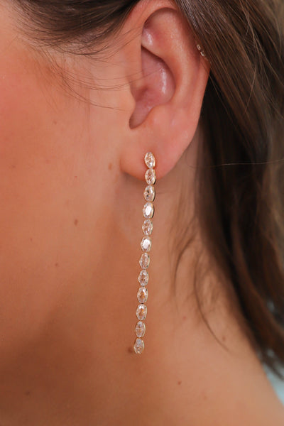 Dripping in Sparkle Earrings-White Gold
