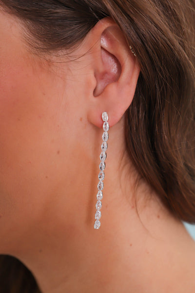 Dripping in Sparkle Earrings-Silver