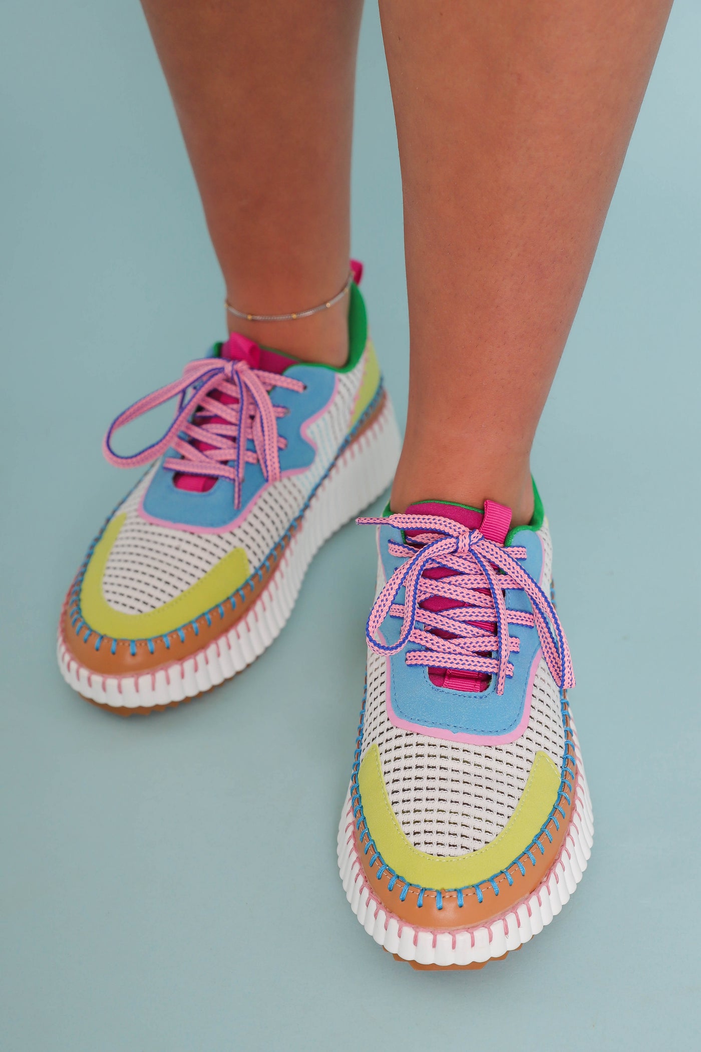 Colorful Knit Sneakers- Rainbow Platform Sneakers- Women's Rainbow Sneakers
