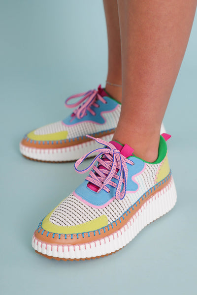 Colorful Knit Sneakers- Rainbow Platform Sneakers- Women's Rainbow Sneakers