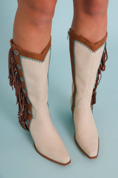 Women's Western Fringe Boots- Turquoise Western Boots