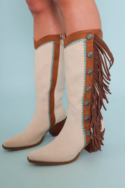 Women's Western Fringe Boots- Turquoise Western Boots