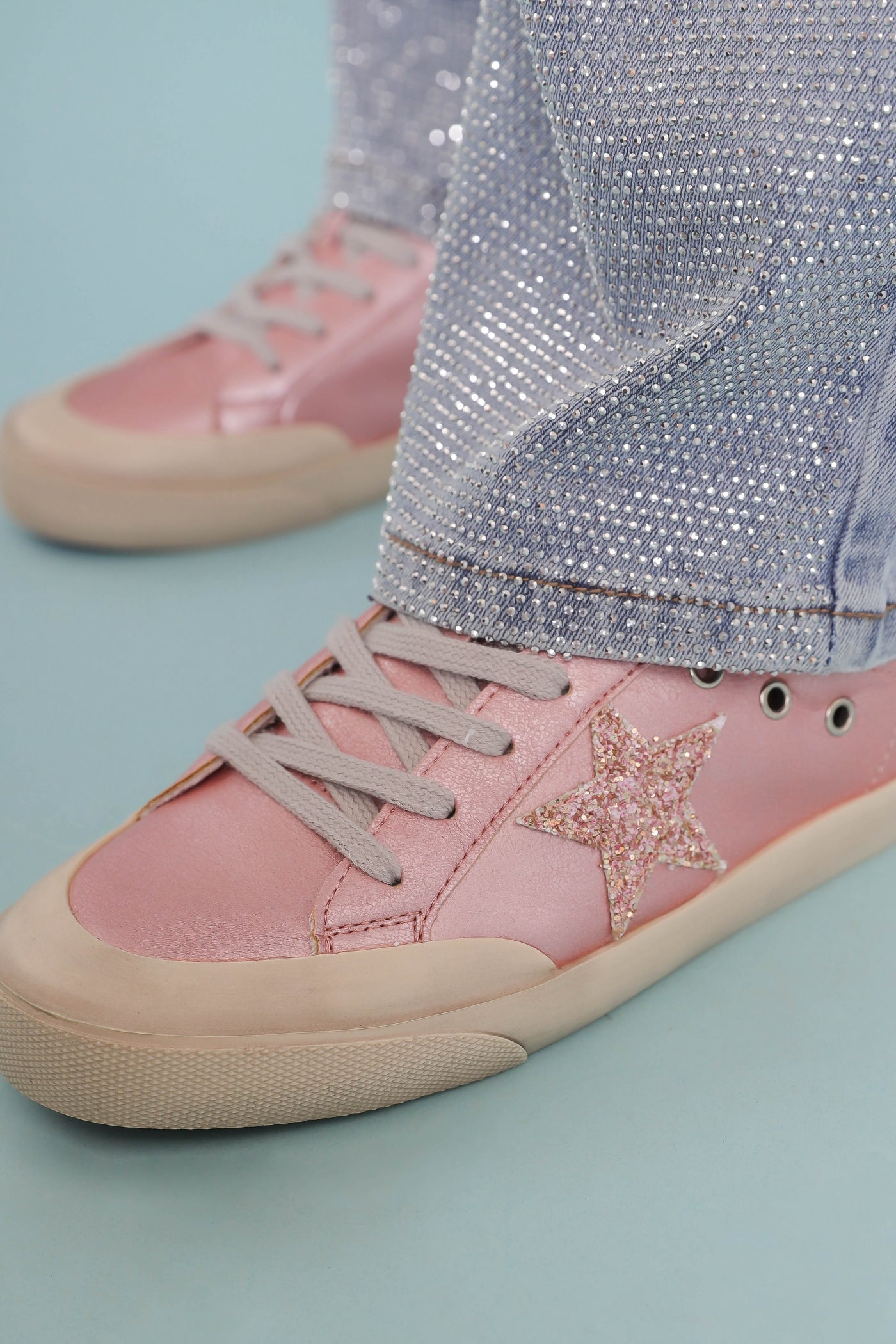 Trendy Star Sneakers- Women's Blush Pink Star Sneakers- MiMi Shoes