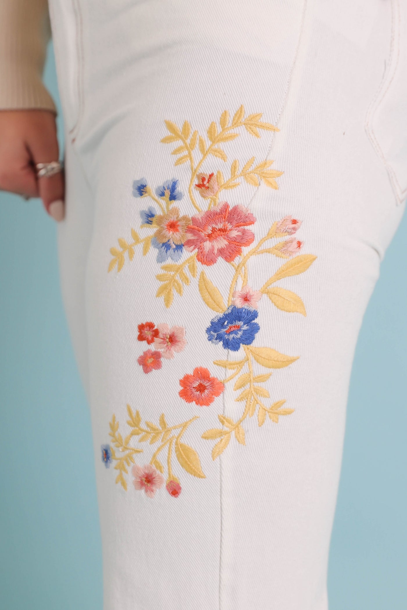 Wildflower Embroidered Denim