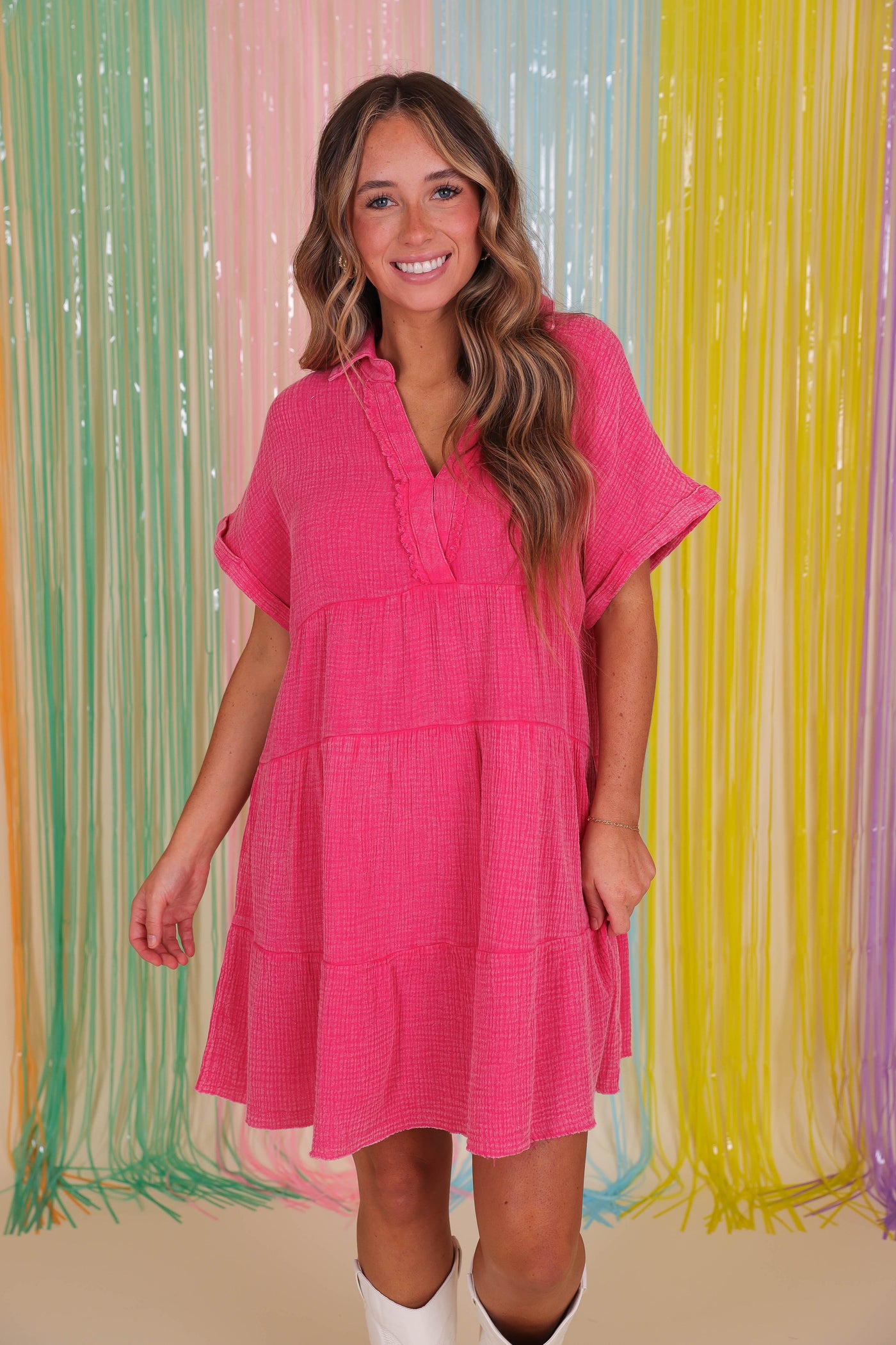 Mineral Wash Tiered Dress- Women's Oversized Dresses- Umgee Mineral Wash Tunic