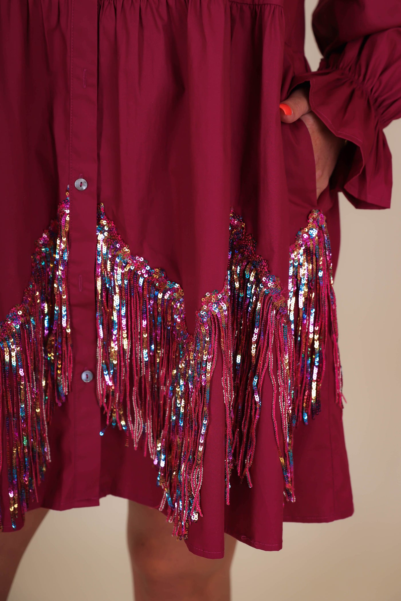 Sequin Fringe Dress- Tiered Sequin Dress- Fantastic Fawn Dress