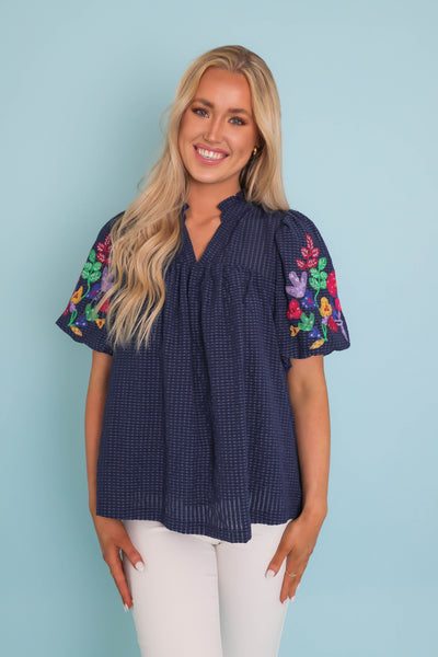 RESTOCK: Blossoming Into More Blouse-Navy