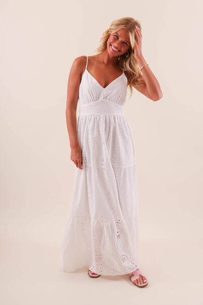White Crotchet Maxi Dress- Women's White Summer Maxi- Iris Maxi Dress