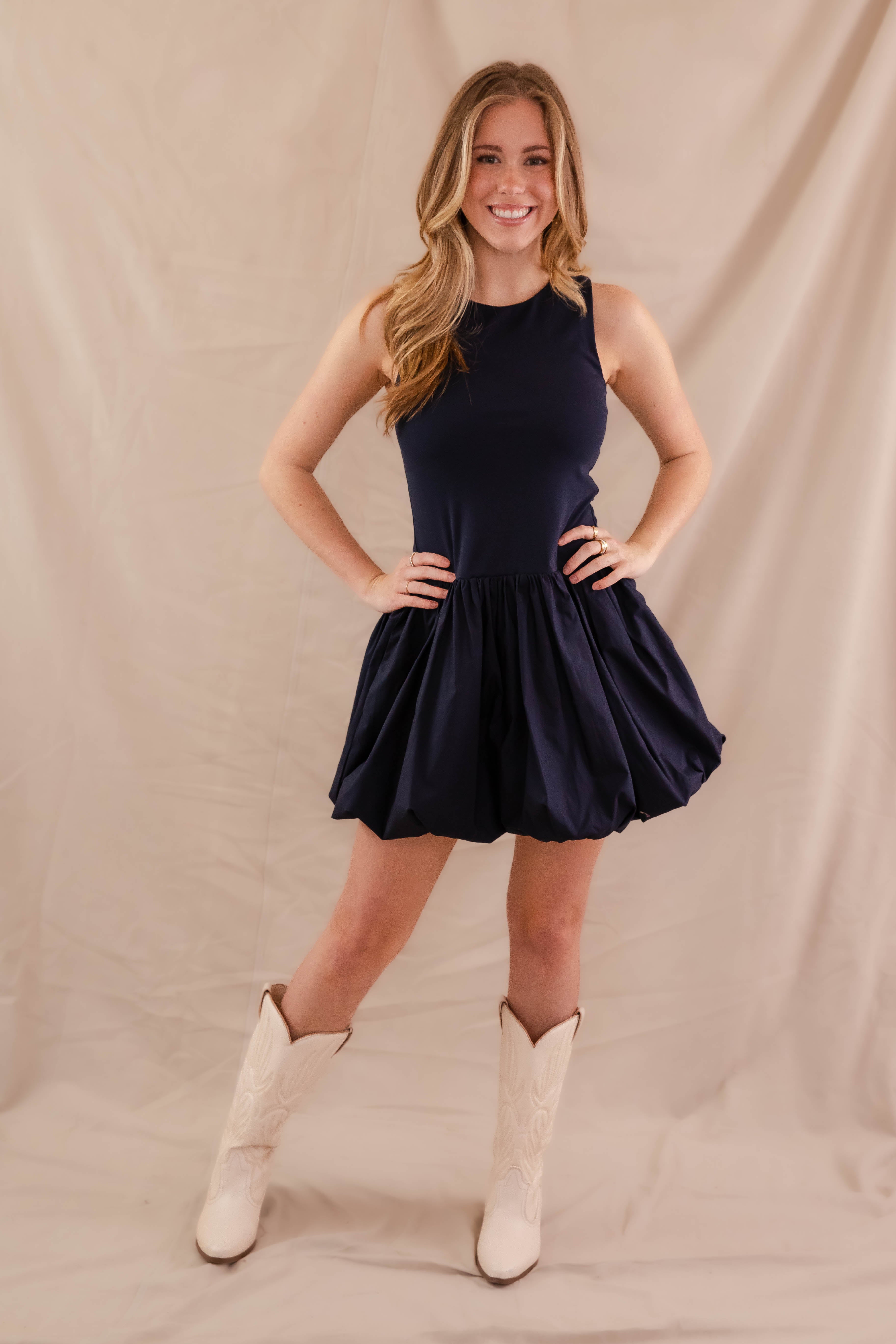 navy blue bubble dress Mini Dress- Women's Bubble Hem Dress- Cute Navy Mini Medium 100% Cotton Kenneth Cole Reaction Men's Recycled Polyester Size:62 inch (+$18.00)