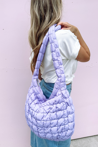 Lavender Quilted Carryall Bag- Quilted Shoulder Bag- FP Quilted Bag Dupe