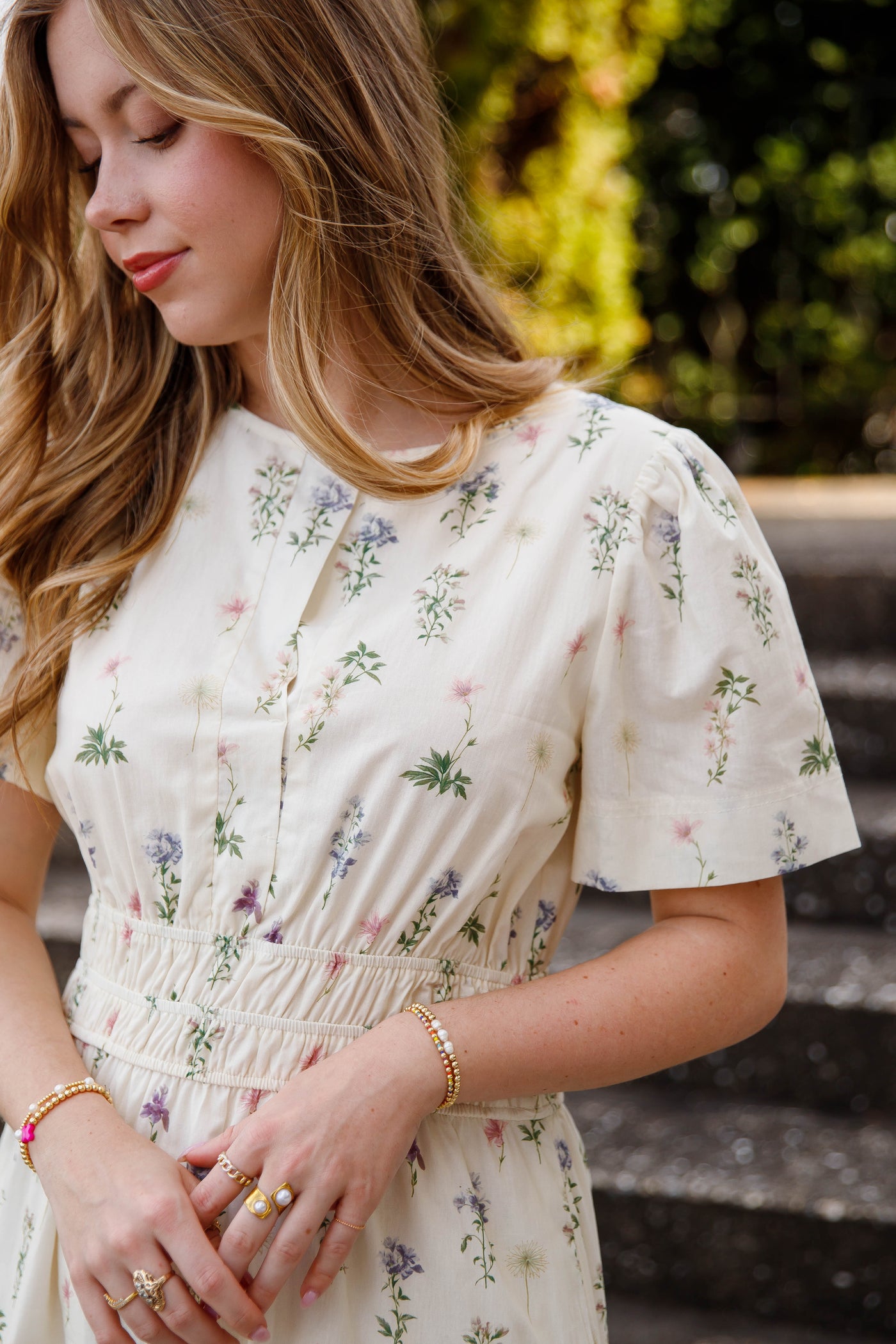 cream floral dress midi It's A Match Cream Floral Floral Midi Dress, Medium - The Mint Julep Boutique