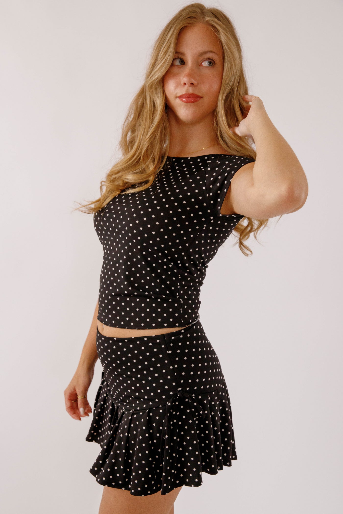 Black and White Polka Dot Top- Matching Black and White Polka Dot