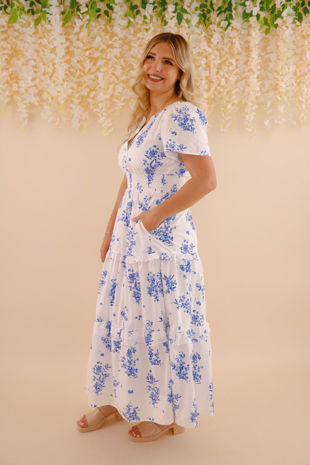 Breathable Cotton Maxi Dress- Women's Spring Summer Dresses- SugarLips Blue and White Maxi Dress Extra Large