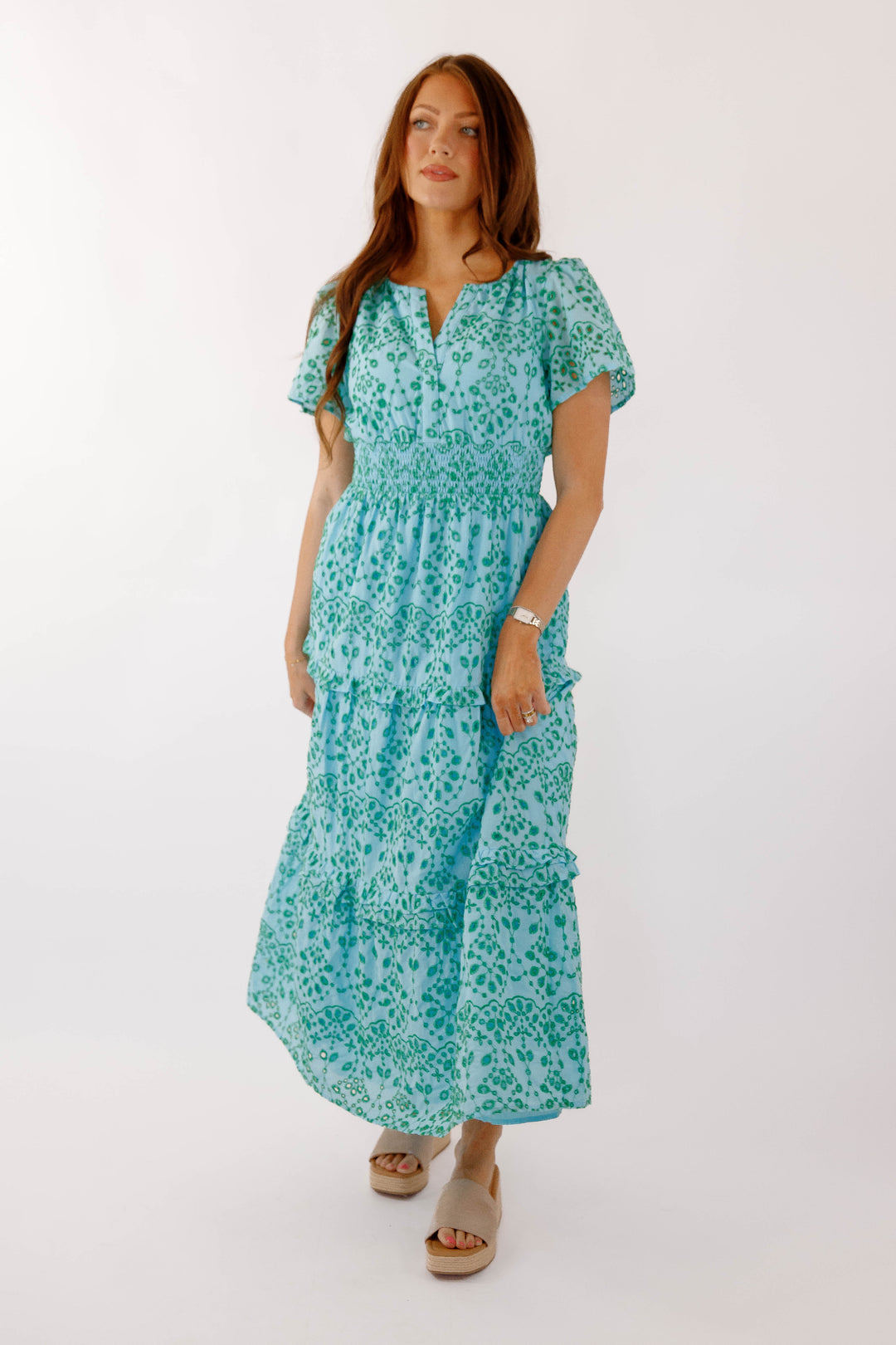 turquoise maxi dress Eyelet Embroidered Maxi Dress- Modest Women's Maxi Dress- Sugarlips Turquoise  Maxi Dress – Juliana's Boutique