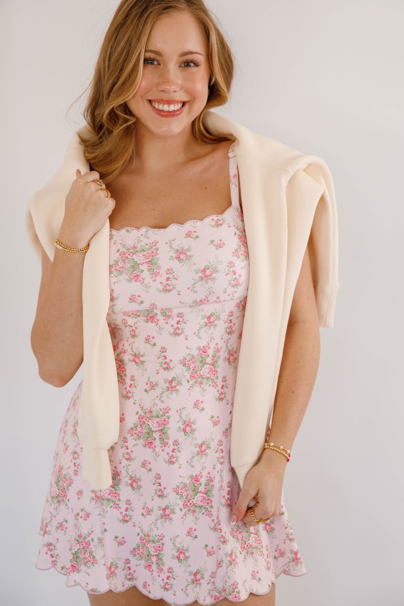 pink athletic dress Floral Dress- Preppy Tennis Dress- Peach Love Cream Athletic Large 1053 Also available in lilac Color:Tiana Navy Blue Prom Dress