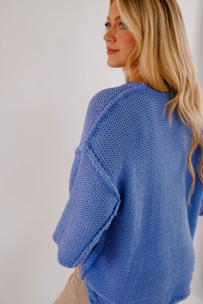 Switch In The Weather Sweater-Blue