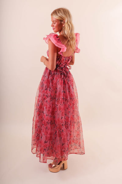 Tulle Floral Maxi Dress- Women's Formal Maxi Dress- Mable Rose Maxi 
