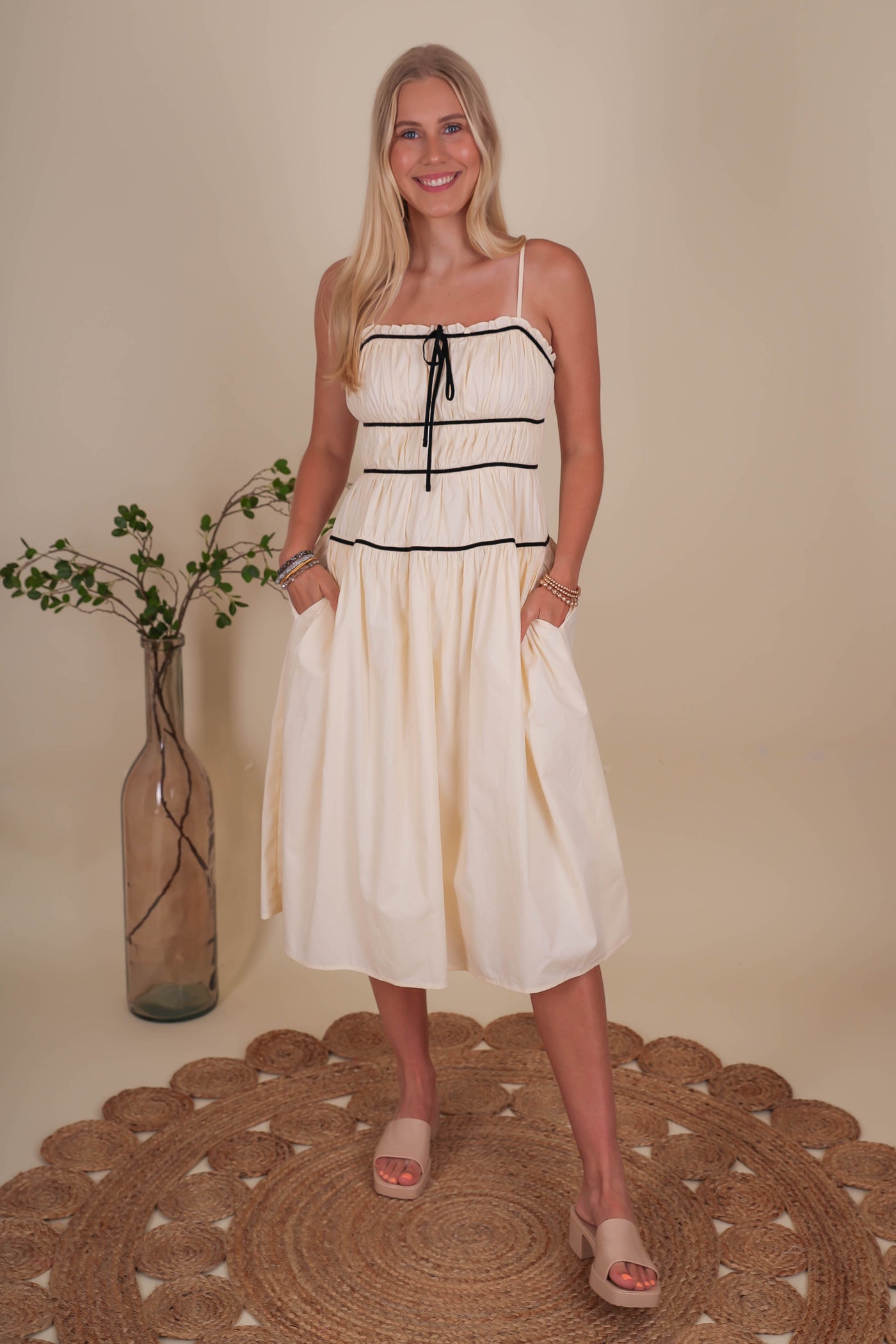 Classic Cotton Dress For Women- Sofia Richie Style Dress- Storia Bow Midi Dress