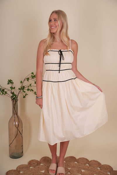 Classic Cotton Dress For Women- Sofia Richie Style Dress- Storia Bow Midi Dress