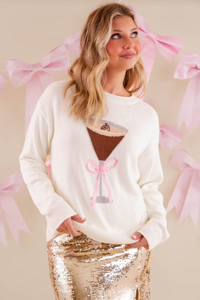 Espresso Martini Bow Sweater- Knitted Martini Sweater- LeLis Martini Sweater