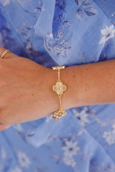 Reversible Blue Clover Charm Bracelet