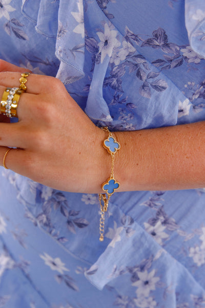 Reversible Blue Clover Charm Bracelet