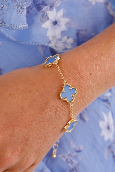 Reversible Blue Clover Charm Bracelet
