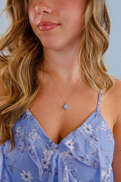 Blue Clover Charm Necklace