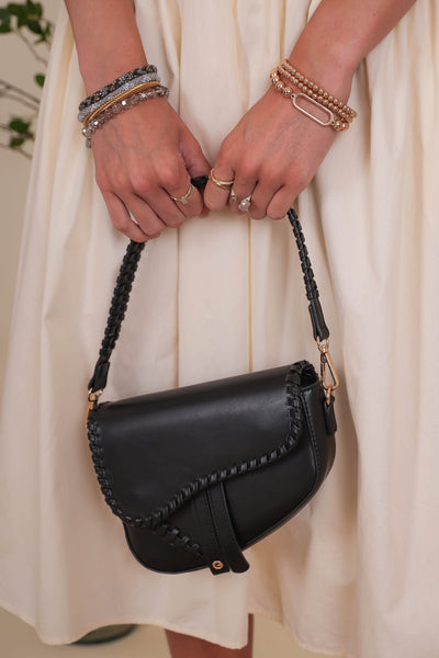 Black Vegan Leather Handbag- Women's Designer Dupe Purse- Urban Expressions Purse