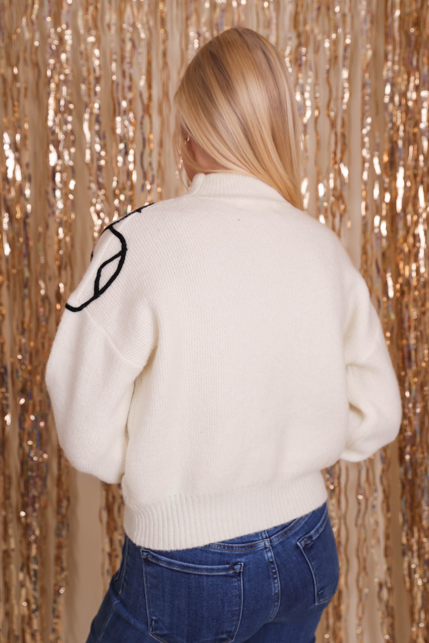 Flower Embroidery Sweater- Women's Chic White Sweater- Women's Flower Sweater