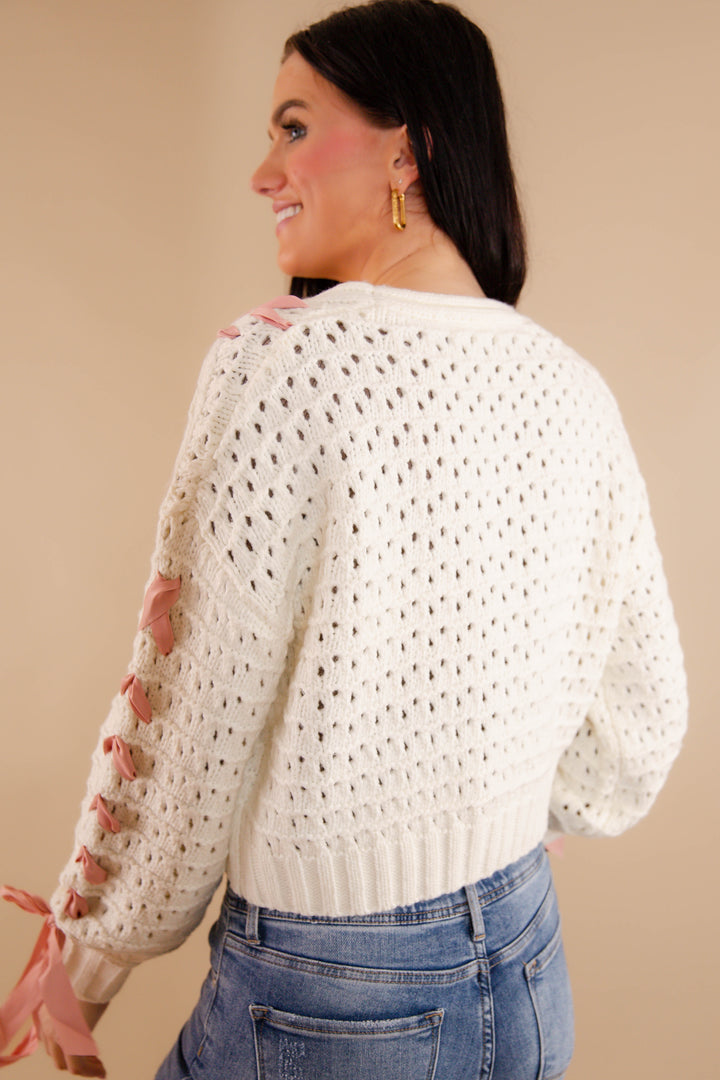 トップス Andmary Lacey ribbon cardigan andmary Lacey ribbon cardigan beige