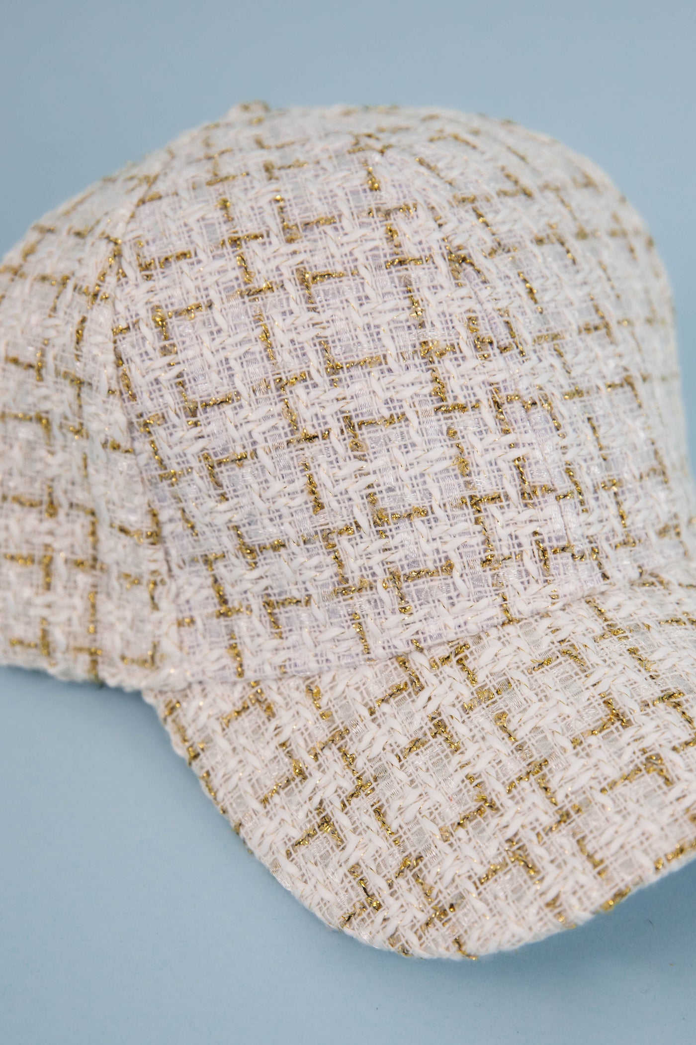 Lattes To Go Tweed Baseball Cap-White