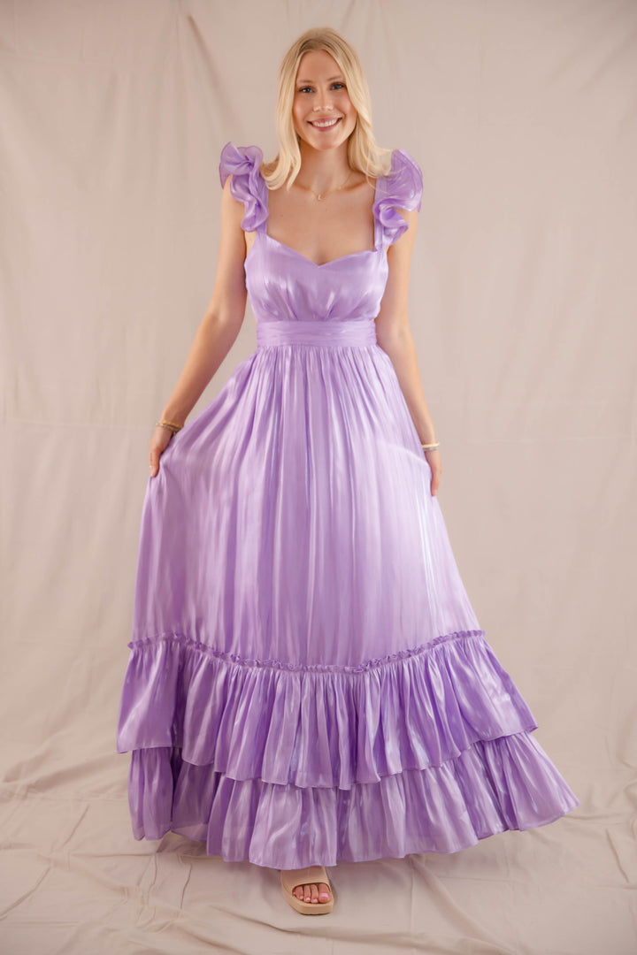 Formal Lilac Maxi Dress- Women's Purple Metallic Dress- Black Tie Dresses   Juliana's Boutique