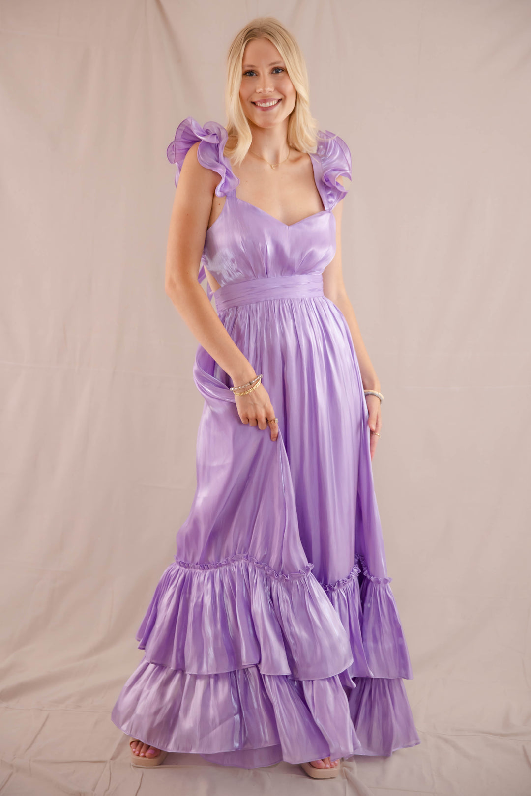 fitted lace wedding dress A-Line V-Neck Burgundy Tulle Beaded Prom Dress with Ruffles PG881 US6 / Purple