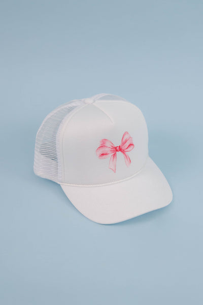 Bow Trucker Hat-White