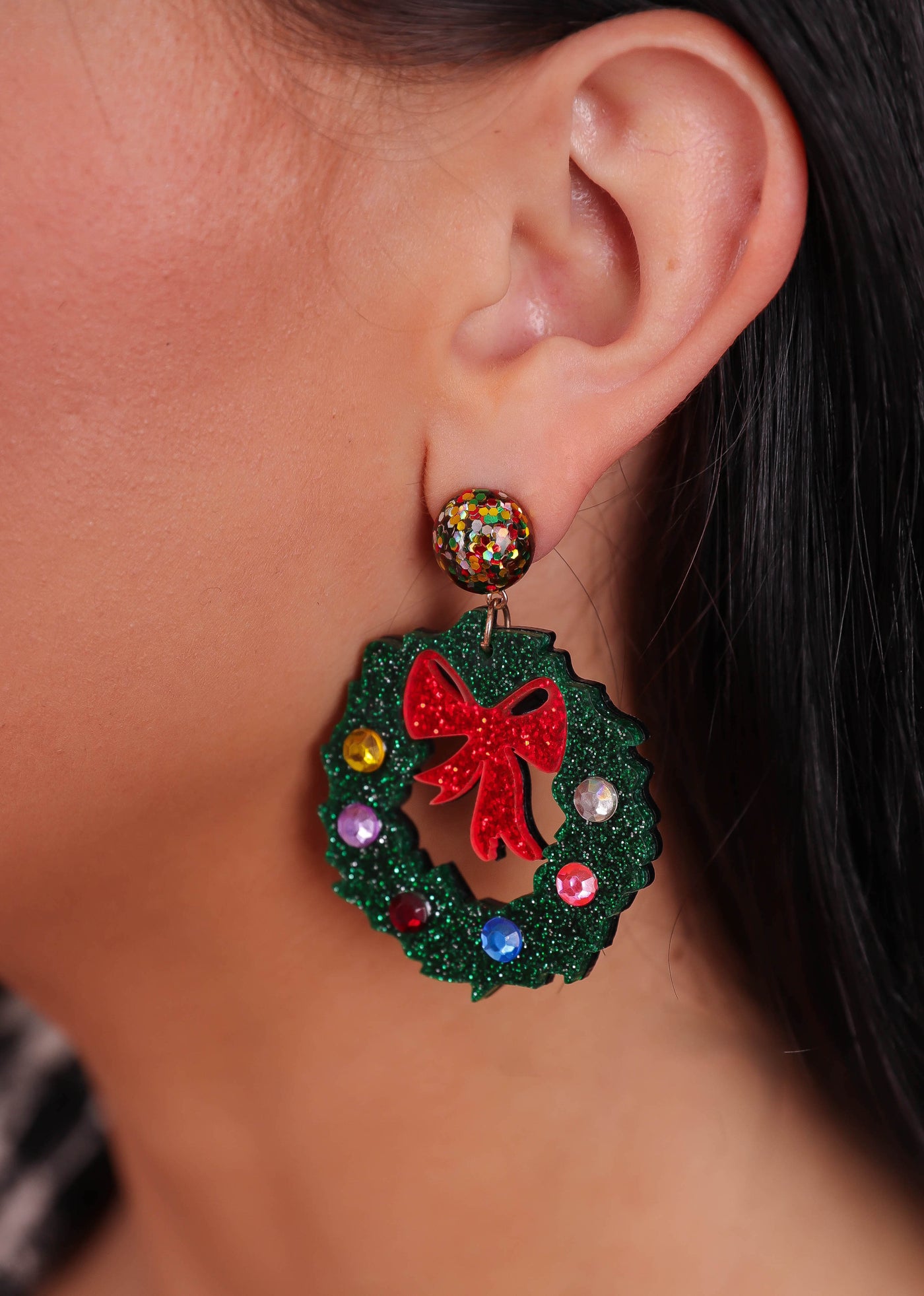 Christmas Beaded Earrings- Christmas Wreath Earrings