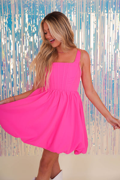 Hot Pink Bubble Dress- Women's Bubble Dress- She + Sky Dresses