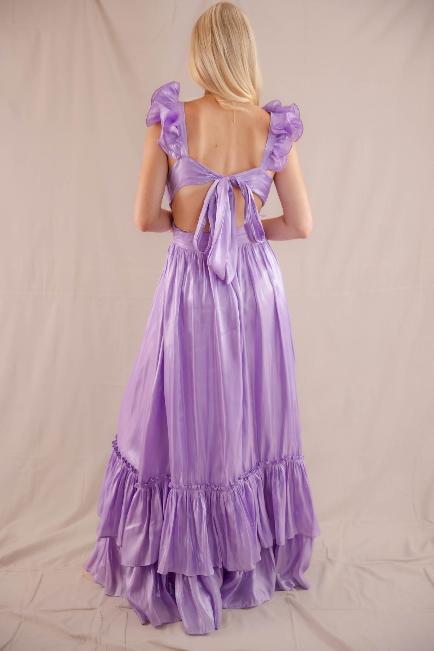 Formal Lilac Maxi Dress- Women's Purple Metallic Dress- Black Tie Dresses