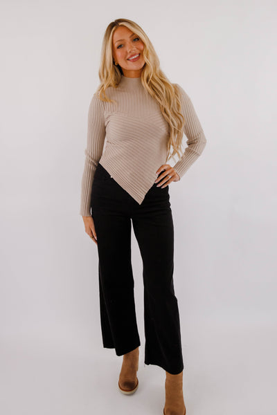 Making New Plans Ribbed Top-Taupe