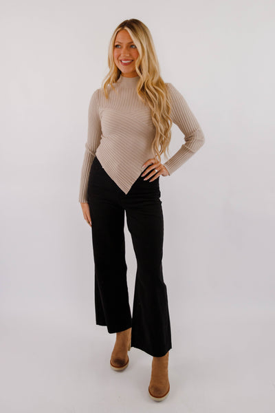 Making New Plans Ribbed Top-Taupe