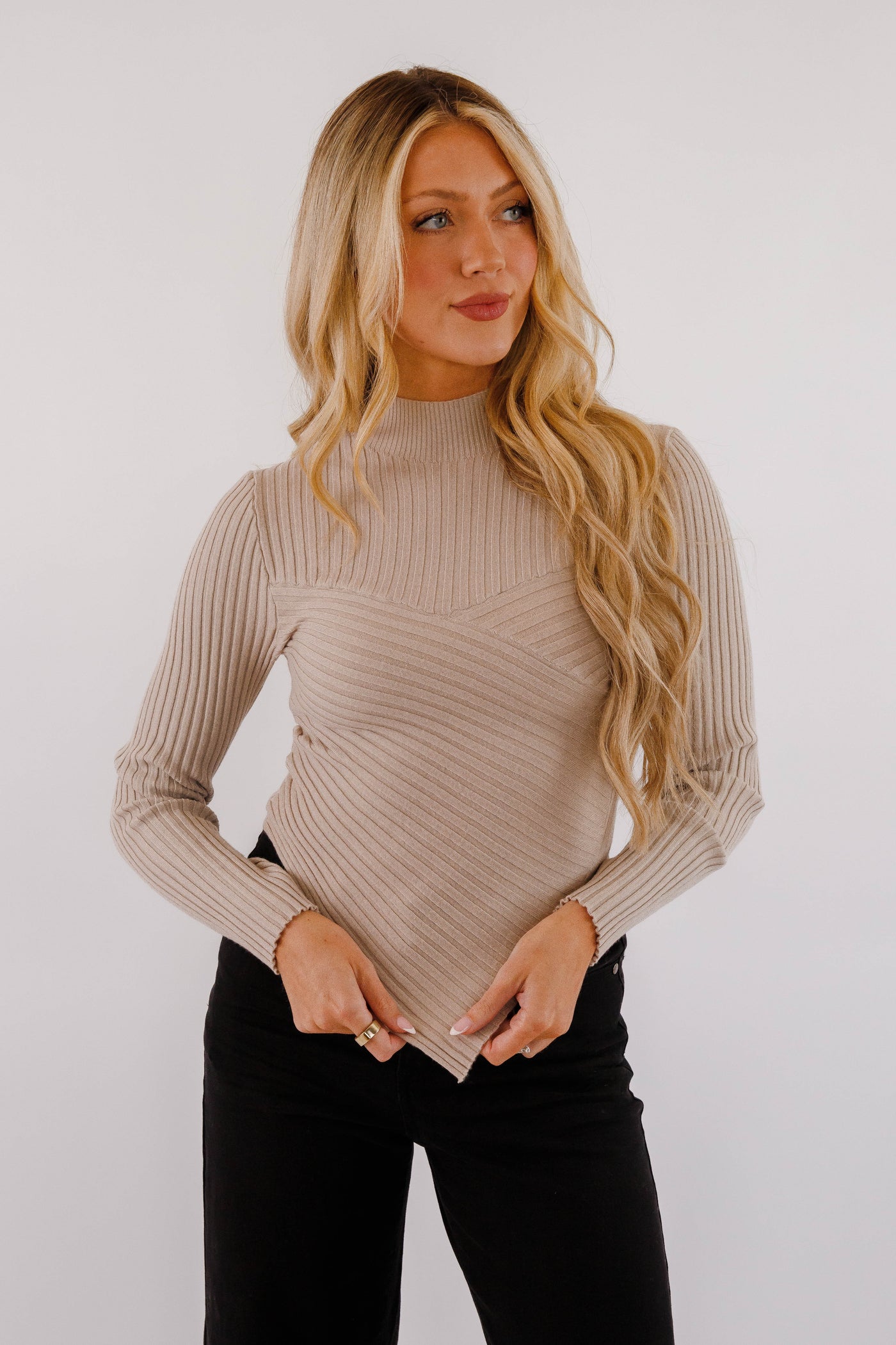 Making New Plans Ribbed Top-Taupe