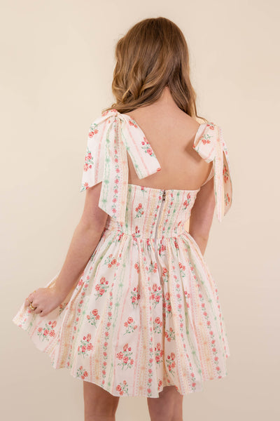 Floral Printed Ruched Tiered  Mini Dress- Shabby Chic Style Dresses- Mable Floral Mini Dress