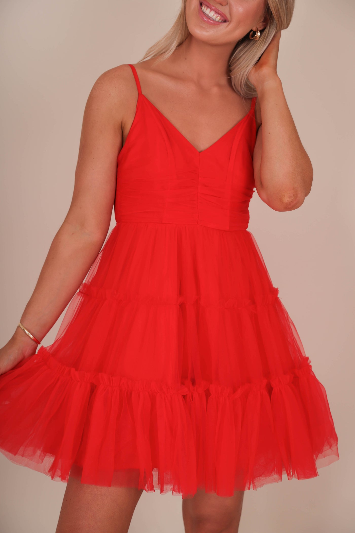 Women's Red Tulle Dress- Women's Red Dress Boutique- Women's Tulle Dresses