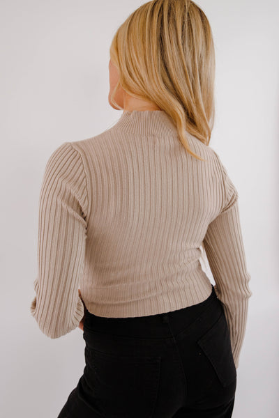 Making New Plans Ribbed Top-Taupe