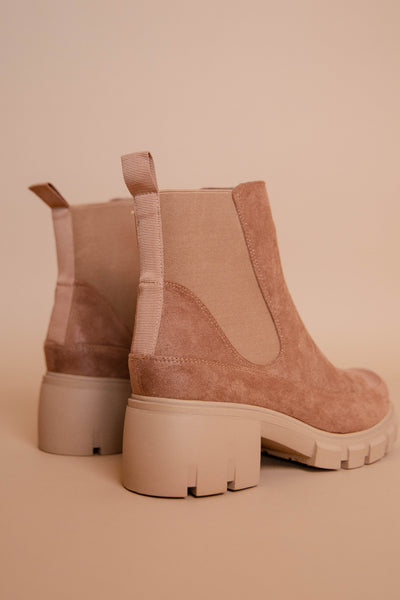 Chunky Ankle Boots- Faux Suede Trendy Boot- 90s Style Boots