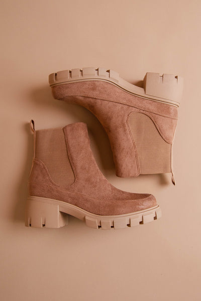 Chunky Ankle Boots- Faux Suede Trendy Boot- 90s Style Boots