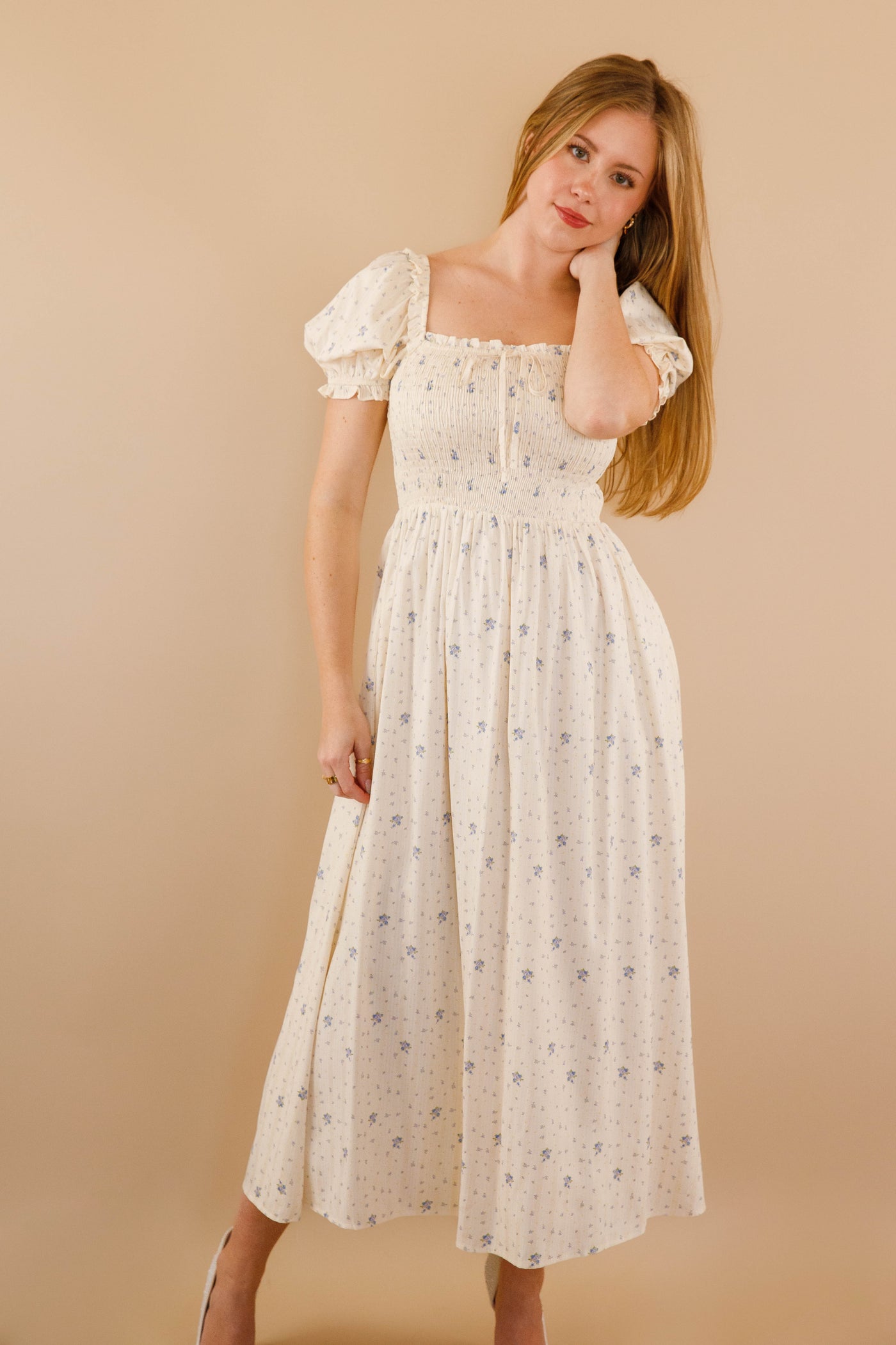 dainty midi dress Blushing Petals Midi Dress