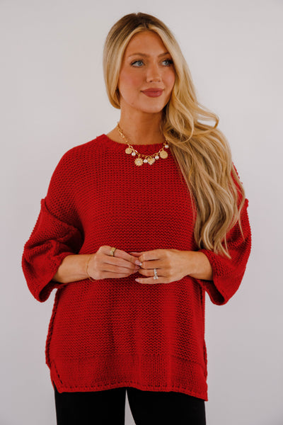 Switch In The Weather Sweater-Red