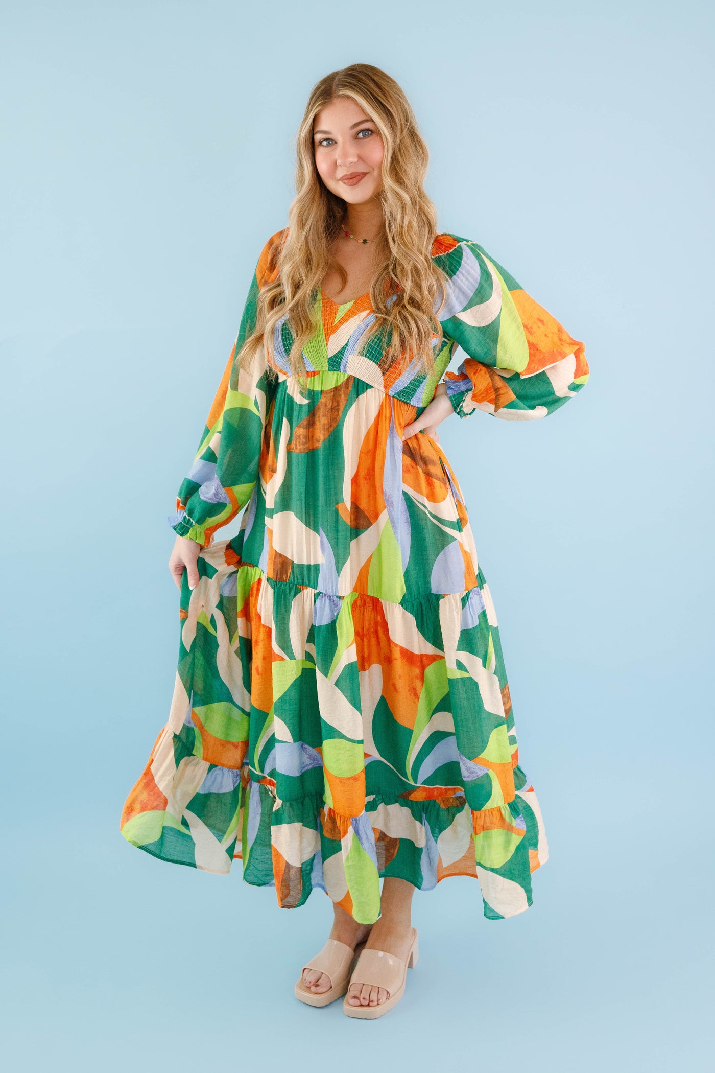 Vibrant Print Maxi Dress- Women's Colorful Long Dress- Jodifl Dresses