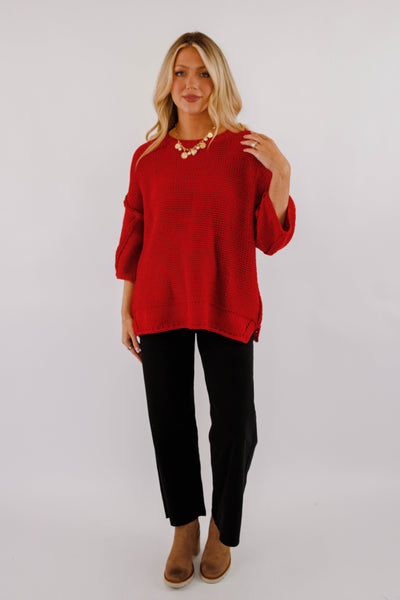 Switch In The Weather Sweater-Red